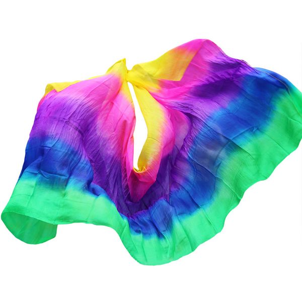 

classic 100% silk veils belly dance stage performance props handmade dyed scarf bellydance accessories for kids adults 200/250, Black;red