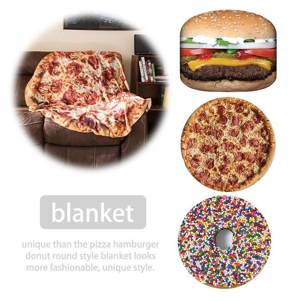 

novelty pizza hamburger donut round blanket double home blanket children's thicken two sizes optional decke