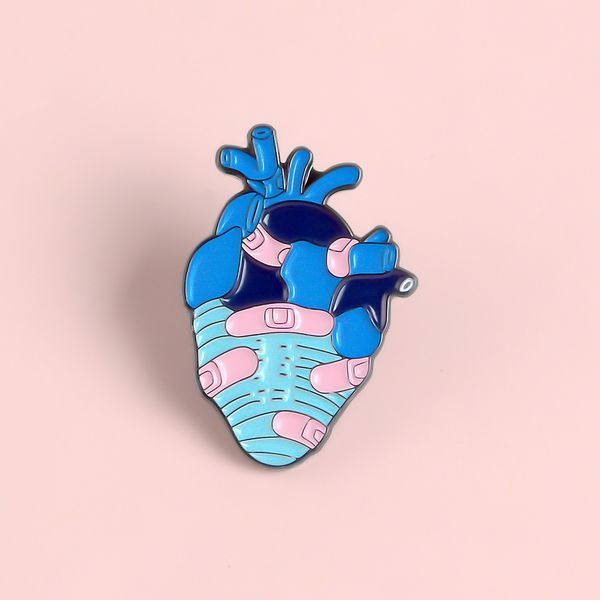 

heart blood vessel body blue pink personality enamel innovation gift special cartoon cute denim lapels pins, Gray
