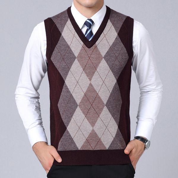 

2019 new fashion sweaters mens pullovers v neck slim fit jumpers knit sleeveless autumn korean style casual men clothes, Black;white
