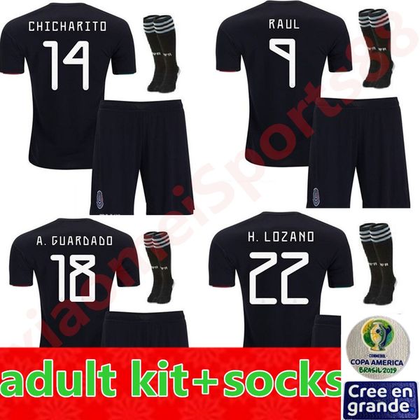 

2019 copa america mexico kit soccer jerseys full sets chicharito camisetas de futbol h.lozano dos santos raul football shirts, Black