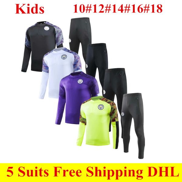 

2020 sane man city kids jacket tracksuits 19 20 zinchenko boys soccer uniform survetement sterling child long sleeve trousers training suit, Black