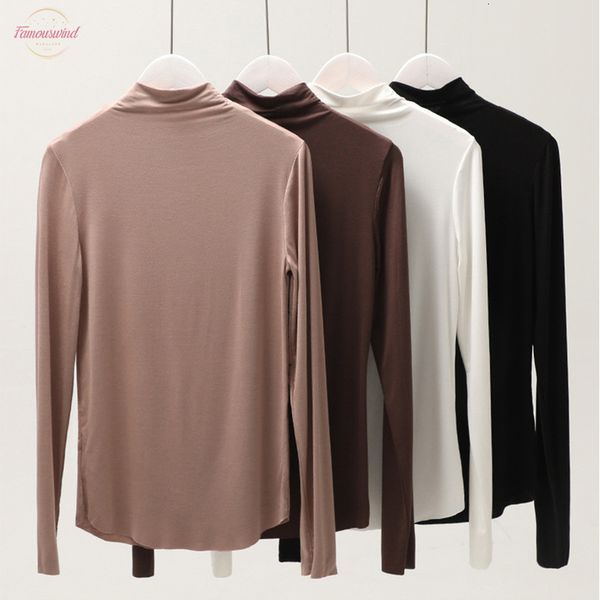 

осень зима 2020 плюс размер модальные хлопок водолазка основывая рубашка с длинным рукавом твердые корейский блуза женщин топы и блузки, White