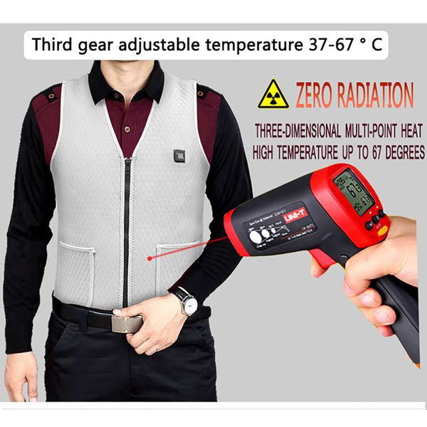 

heated vest, outdoor women men usb infrared heating electric flexible zipper slim waistcoat jacket warmer underwear winter, Gray;blue