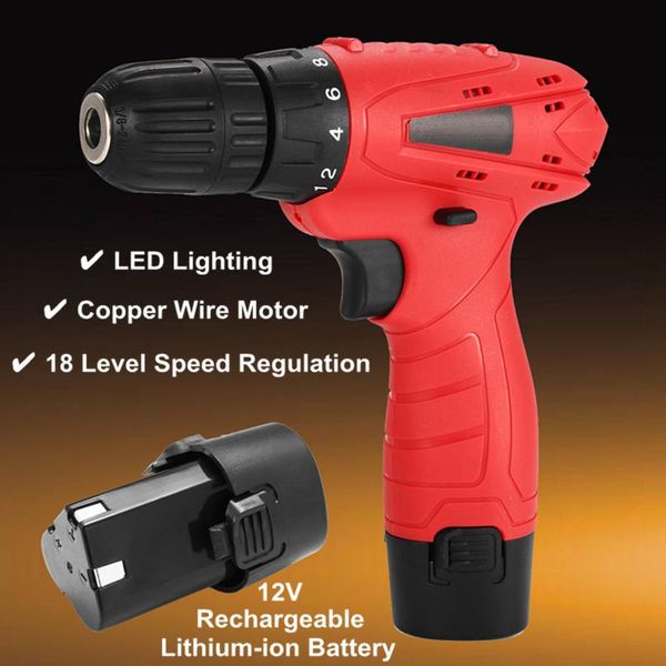 

cordless hand drill driver electric screwdriver power tool 12v rechargeable lithium battery mini wireless power driver hammer