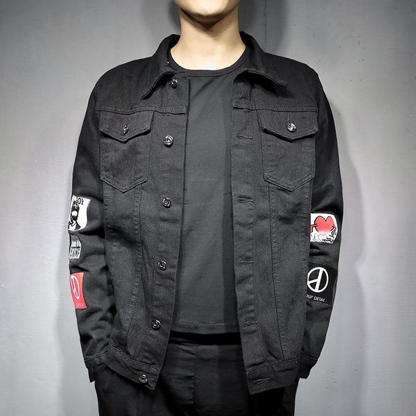 

plus-sized men's denim jacket casual coat, Black;brown
