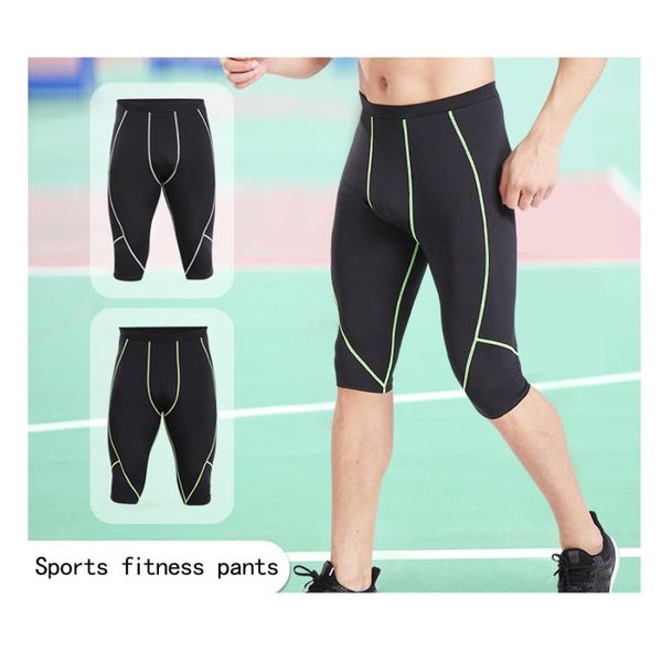 

running shorts men's elastic short trousers quick dry gym summer fitness sport leggings slim male tights, Black;blue