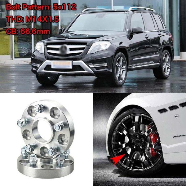 

4pcs 1" wheel spacers adapters 5 lug 5x4.4"/5x112-14x1.5 for benz glk-class 09