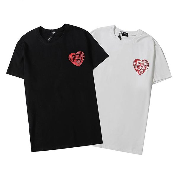

mens designer clothing fends t shirt womens luxury t shirts brand the new red hearts tshirt cotton fashion printing man tees 99, White