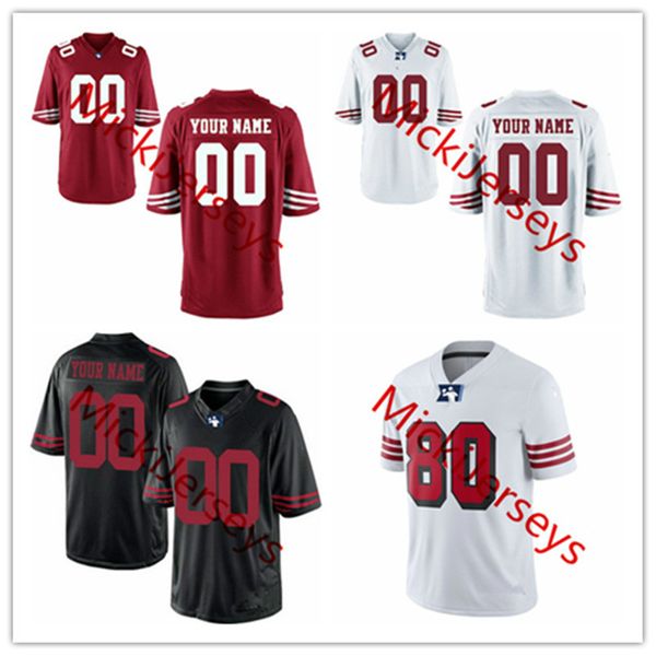 

mens womens youth kids custom san francisco football jersey white red black san francisco customized jersey s-3xl, Black;red