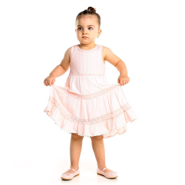 

ebebek bombili summer baby girl cotton crew-neck dress, Red;yellow