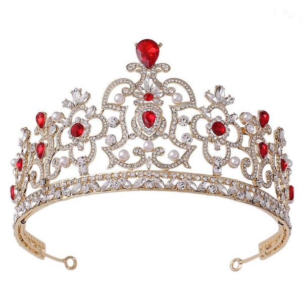 

npason 2020 кристалл pearl bride корона и tiara барокко день рождения принцессы диадемы свадебные аксессуары для волос, Golden;white