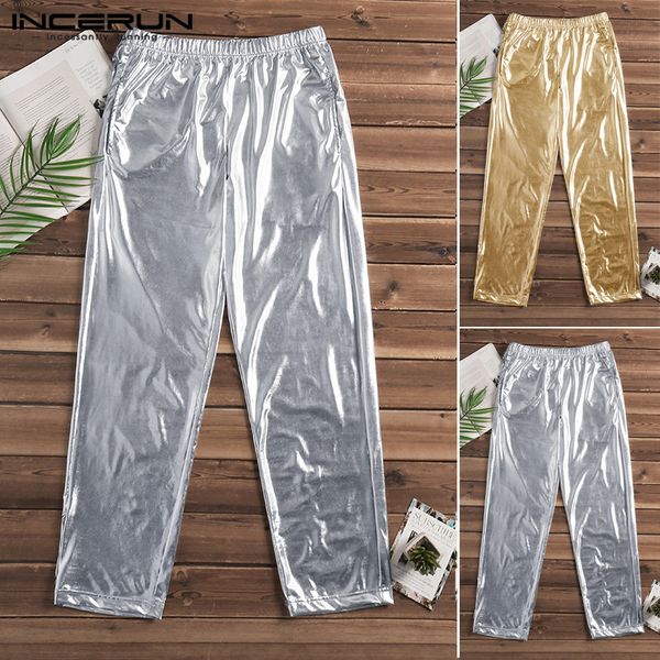 

men chic yogo-pants shiny harem pant metallic disco pants fashion jogger loose trousers elastic waist sweatpants hombre hiphop, Black