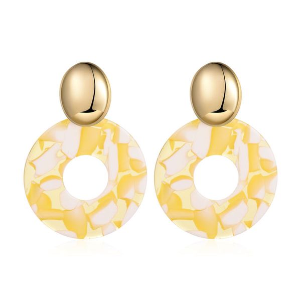 

2020 fashion womens copper metal acrylic resin round hoop earrings jewelry gift bohemain earrings drop jewelry, Silver