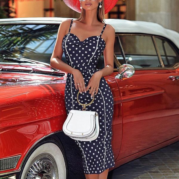 

liva girl summer robe dress women vintage beach v neck printed dress sling bag hip wave point long split for women, Black;gray
