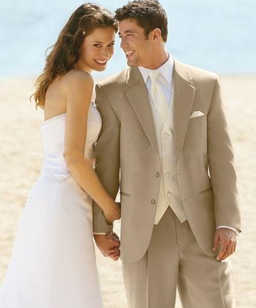 

new design custom made two buttons beige groom tuxedos notch lapel man suits groomsmen men wedding suits (jacket+pants+vest+tie) 659, Black;gray