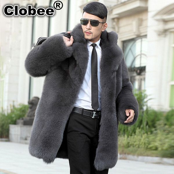 

6xl 2020 2020 men's faux fur coat long sleeve faux fur furry jacket mens winter thicken leather long jackets coat wr666, Black