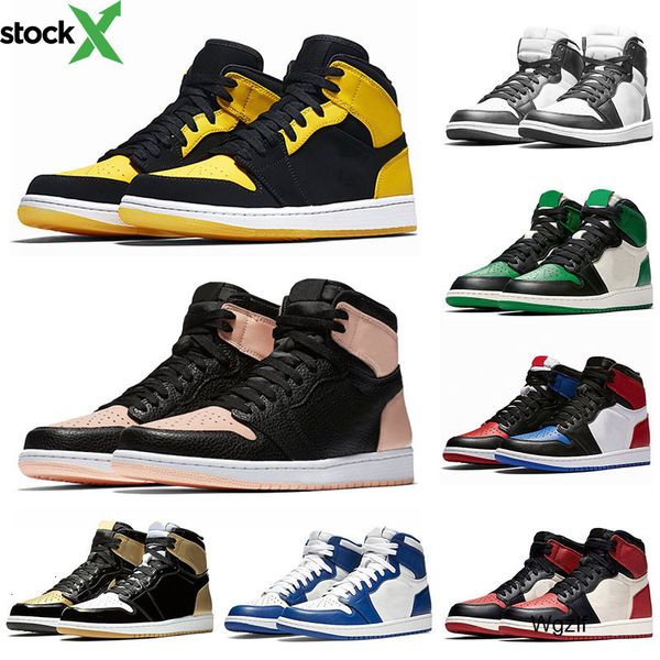 

1 crimson tint jumpman 1s new love mens basketball shoes royal blue chicago golden purple womens trainers designer sneakers, Black
