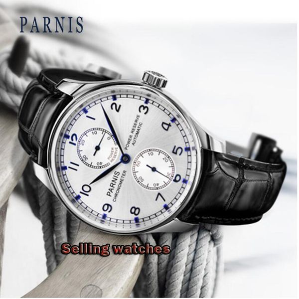 

43mm automatic mens watch power reserve mechanical watches classic men wristwatch top, Slivery;brown