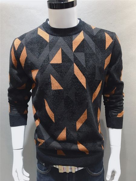 

мужская осень дизайнер свитера плед печати crew neck с длинным рукавом мода стиль одежды homme люксовый бренд повседневной одежды, White;black