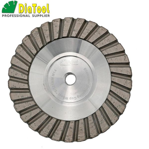 

diatool 1pc diameter 5 inch aluminum based grinding cup wheel m14 thread or 5/8-11 thread diamond fine grinding great finishing