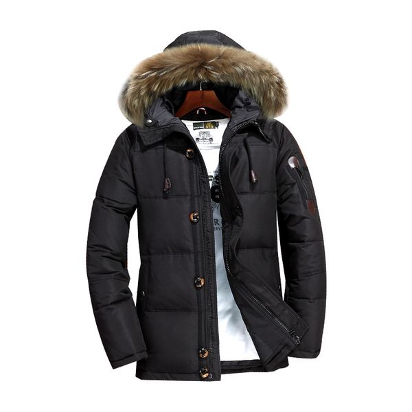 

hig quality 80% white duck down men's down jackets warm fashion business winter clothing casual coat male parka overcoat, Black