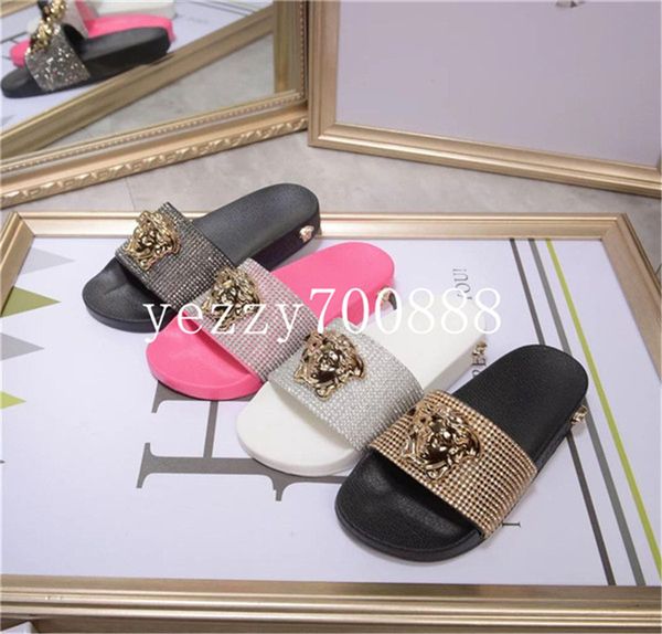 

new summer women's shoes couple models rhinestone slippers leather shoes fashion casual sandals women fdzhlzj, Black