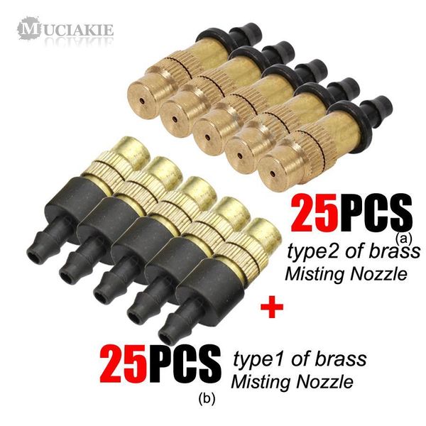 

muciakie 50pcs adjustable sprayer brass misting nozzle atomizing sprinkler for micro drip garden watering irrigation spray