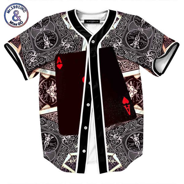 

mens designer american street personality 3d printing baseball shirt short sleeve cardigan baseball shirt, White;black