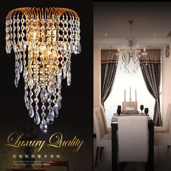 

luxury k9 crystal wall lamp led gold/silver living room wall lamp modern bedside restaurant fashion lights