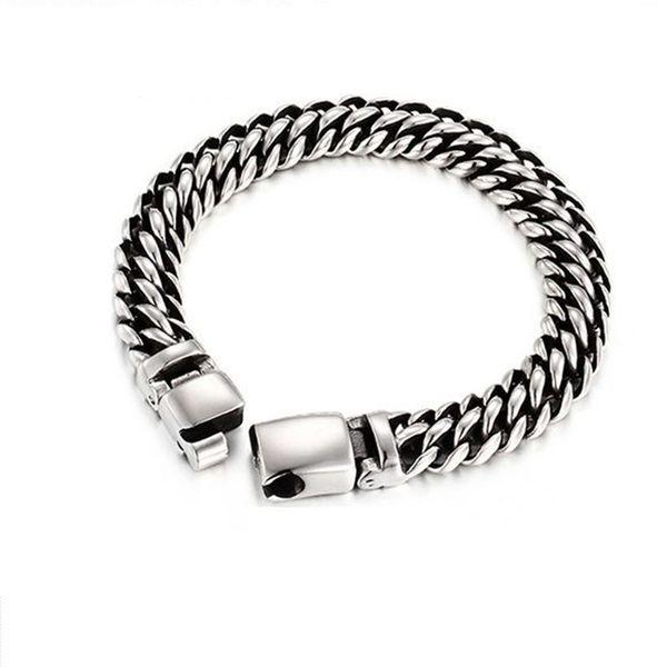 

vintage silver stainless steel ben 12mm width buddha bracelet for men chain wristband bracelets men with pulseira bb108, Black