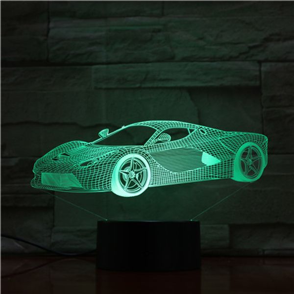 

remote control super car night light led vision stereo acrylic panel table decoration 7 colors change bedroom lamp gx1628