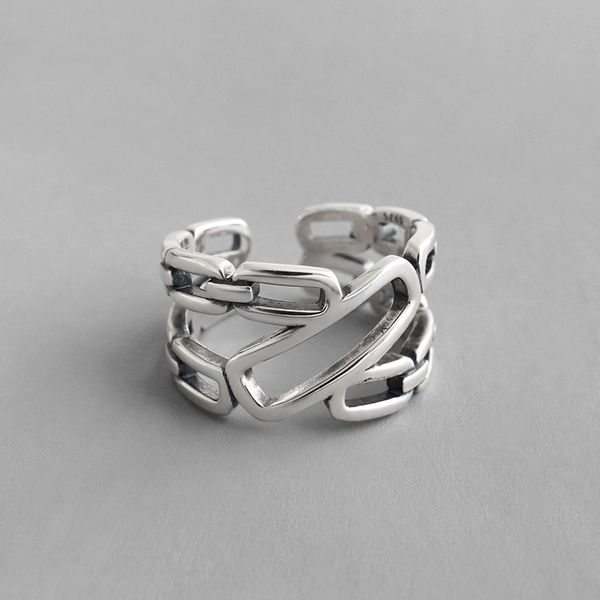 

Jt284 Korean S925 sterling silver ring antique double layer chain female ring student silver jewelry
