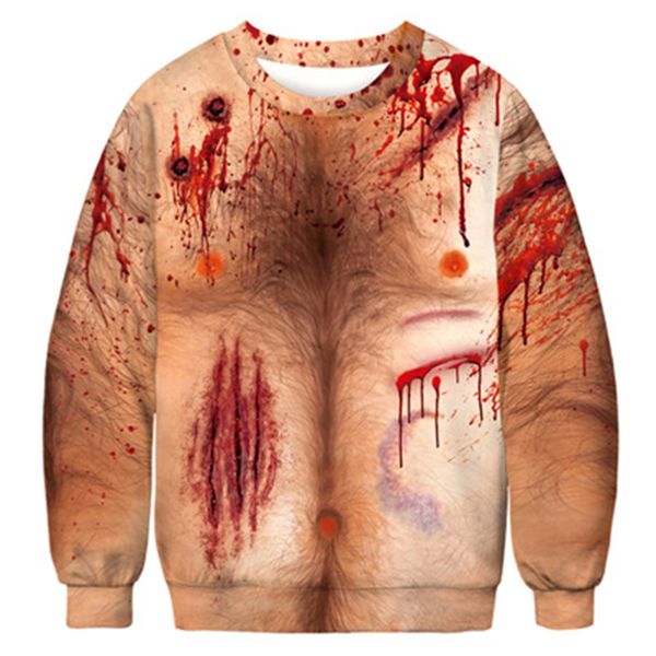 

halloween 3d digital print round neck long sleeve sweatshirts men and women winter pullovers funny harajuku tracksuits, Black