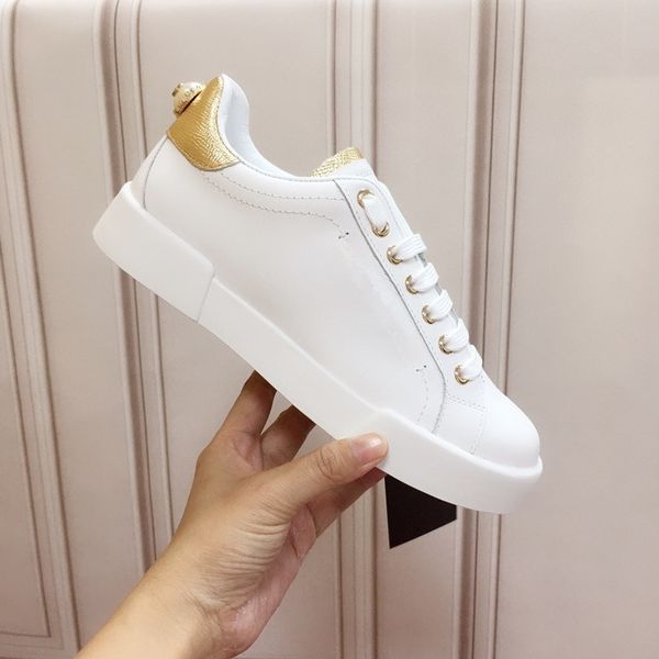 

dg luxury men women casual shoes flat platform snake leather embroidery stripes walking sports, Red;white