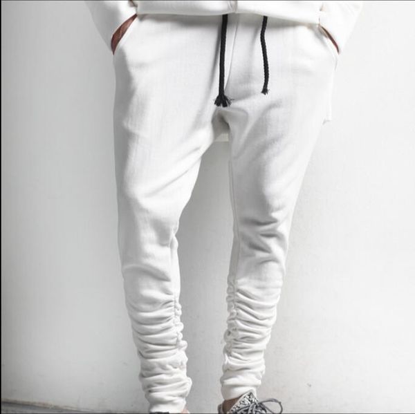 

27-44 new 2018 men clothing hair stylist fashion white folds and casual harem pants trousers plus size costumes, Black