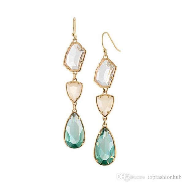 

simple and versatile european and american fashion earrings fresh alloy gemstone crystal drop lady earrings wedding jewellery for women