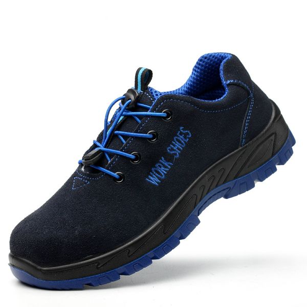 

big size mens leisure steel toe covers work safety shoes cow suede leather tooling security boots zapatos de seguridad hombre, Black