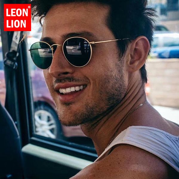 

leonlion 2019 metal round vintage sunglasses women mirror classic retro street beat glasses men glasses driving, White;black