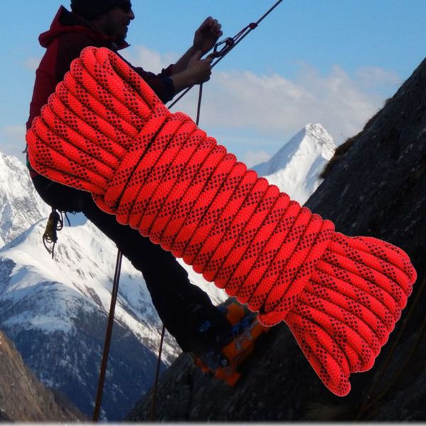 

1 pc nylon rock climbing rope with carabiner durable quick drying static safety lanyard for climbing hunting emergency tools