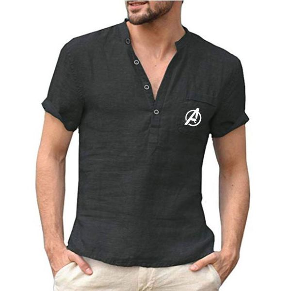 

men shirts cotton linen men shirt summer short sleeve square collar shirt casual loose mens shirts single-breasted for, White;black