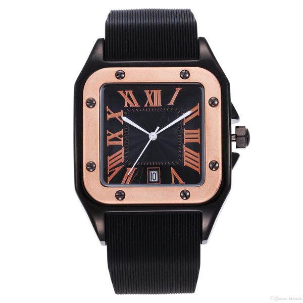 

new sale wholesale men women couple watch quartz movement rubber strap santo silver-rose two tone lovers gift watch, Slivery;brown