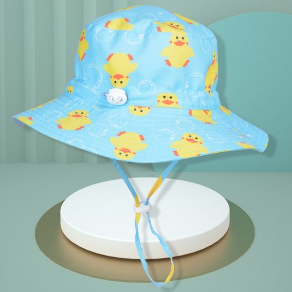 

summer baby sun hat boys cap children panama adjustable beach girls bucket hat cartoon infant cap, Yellow