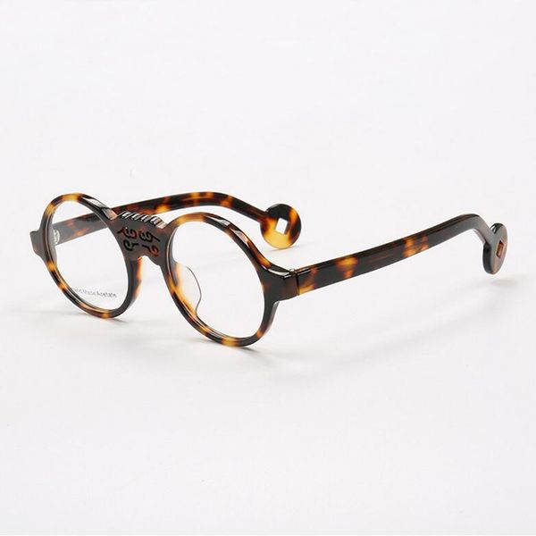 

vintage round 47mm acetate tortoise black eyeglass frames full rim men women brand new optical rx able