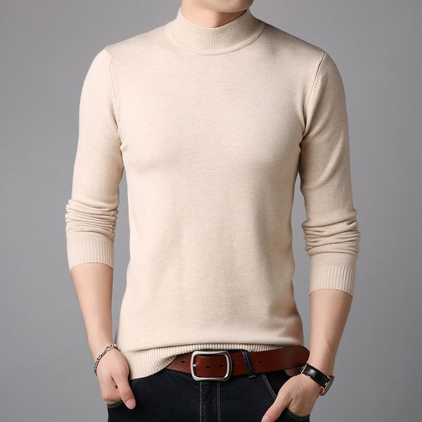 

2019 casual sweater men brand turtleneck high neck solid color pullovers fashion slim fit knitted classic knitwear male top, White;black