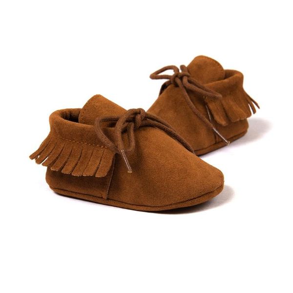 

first walkers baby boy girl moccasins moccs shoes fringe soft soled non-slip footwear crib pu suede leather born