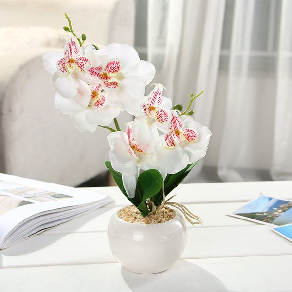 

artificial bonsai double heads with pot fake flower home office decoration 28cm
