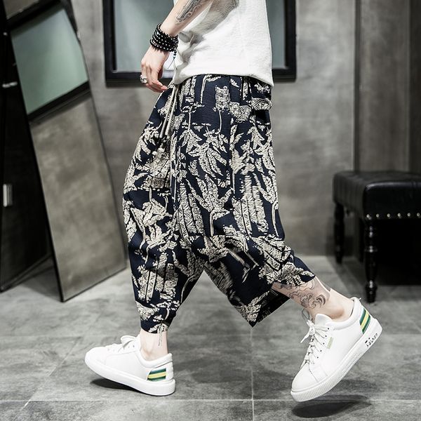 

men's pants streetwear jogging harajuku style harem men vintage casual sweatpants male large size loose summer m-5xl, Black