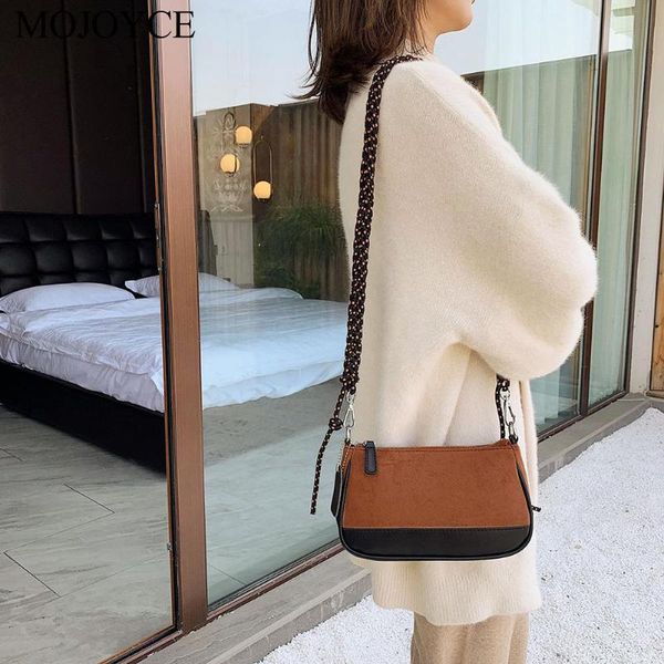 

fashion handbag pu leather messenger sling bags portable zipper bag opening splicing women classic shoulder crossbody