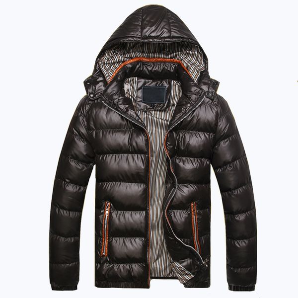 

men's winter thickening hooded detachable parkas jacket / youth solid color trend wild warm cotton clothing m-5xl, Black